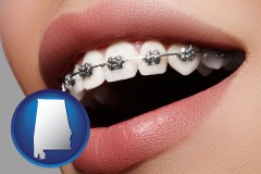alabama map icon and orthodontic braces