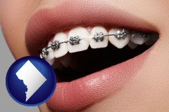 washington-dc map icon and orthodontic braces