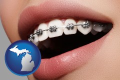michigan map icon and orthodontic braces