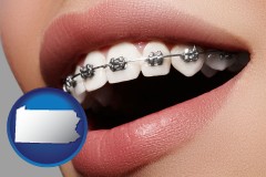 pennsylvania map icon and orthodontic braces