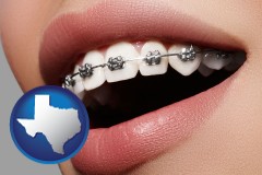 texas map icon and orthodontic braces