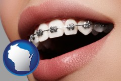 wisconsin map icon and orthodontic braces