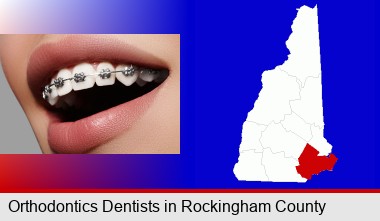 orthodontic braces; Rockingham County highlighted in red on a map