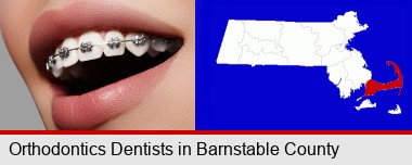 orthodontic braces; Barnstable County highlighted in red on a map