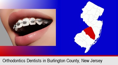 orthodontic braces; Burlington County highlighted in red on a map