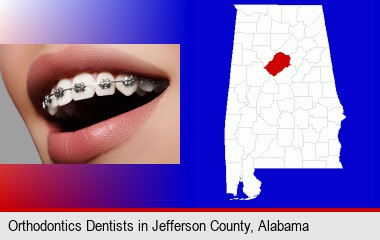 orthodontic braces; Jefferson County highlighted in red on a map
