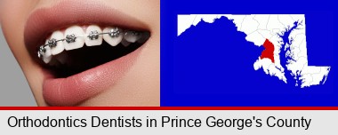 orthodontic braces; Prince George's County highlighted in red on a map