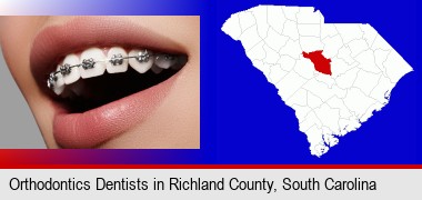 orthodontic braces; Richland County highlighted in red on a map