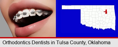 orthodontic braces; Tulsa County highlighted in red on a map
